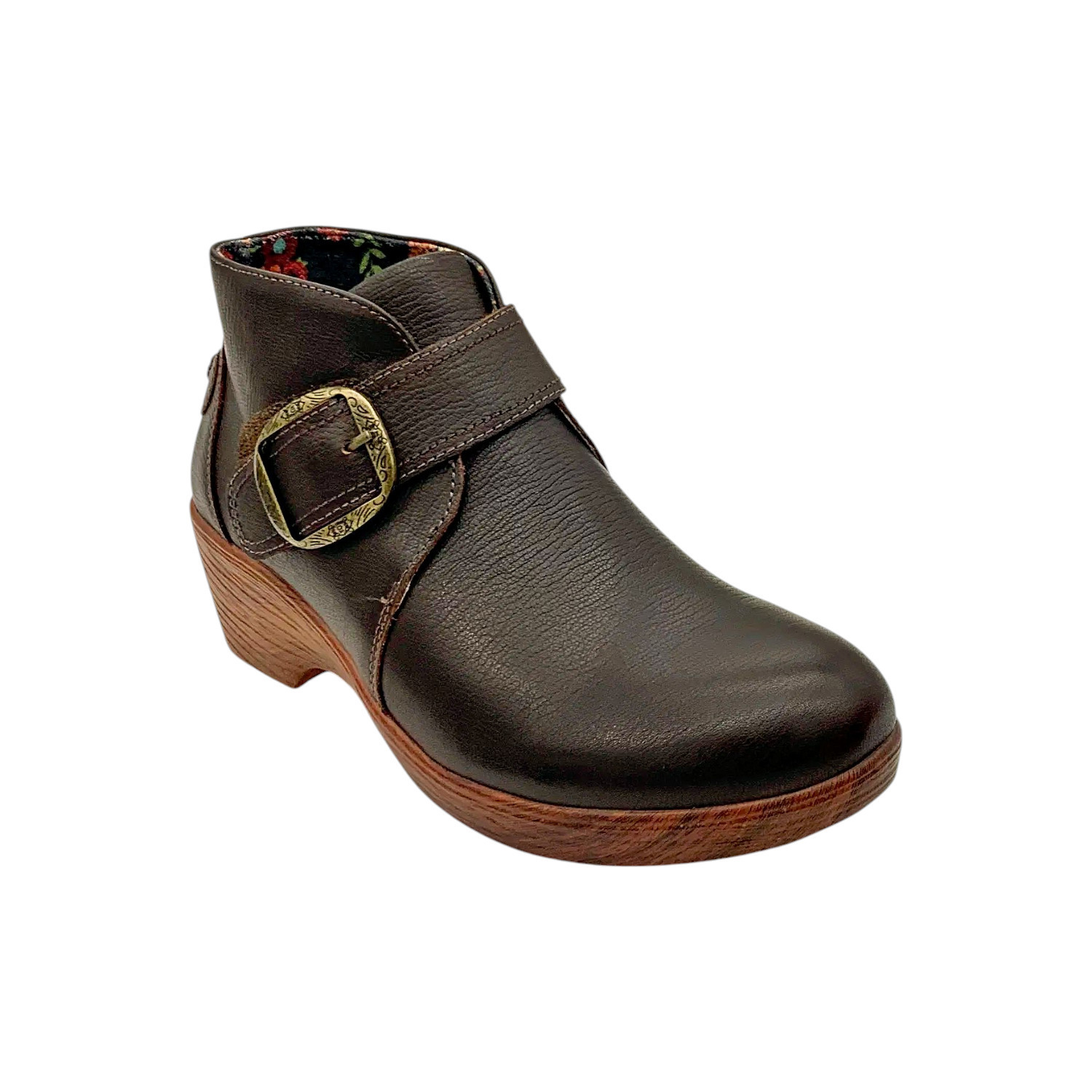 Alegria Womens Leather Buckled Ankle Boots Symone Espresso  Wide